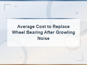 Average Wheel Bearing Replacement Cost After Growling Noise